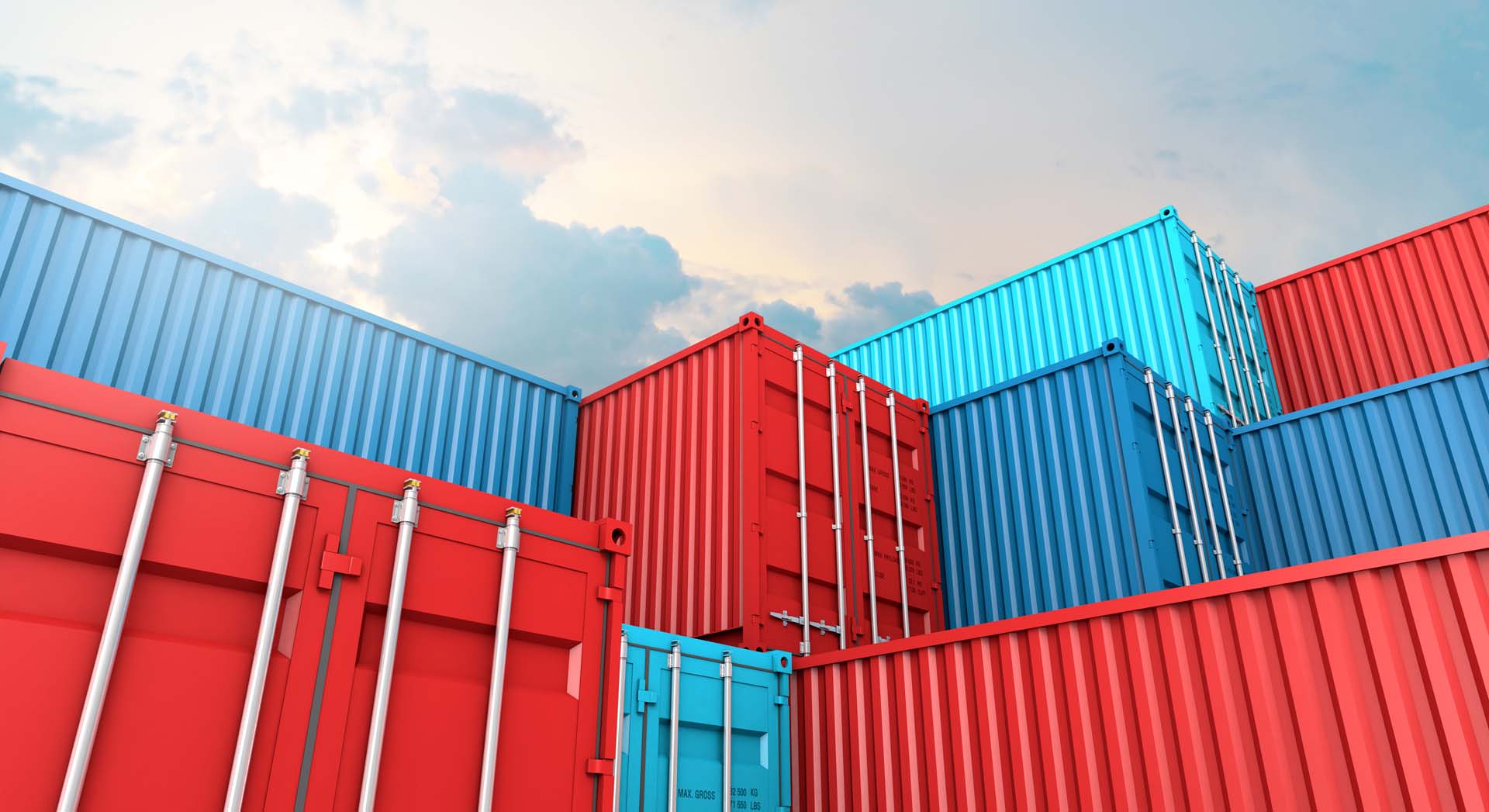 Stack of containers box, Cargo freight ship for import export logistics 3D rendering